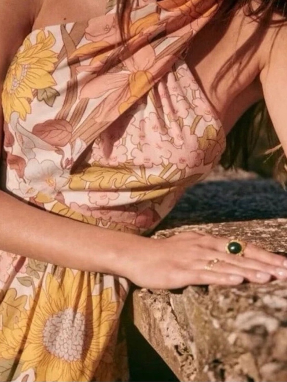 Sezane Billie Boho Floral Halter Maxi Dress - Picture 3 of 6